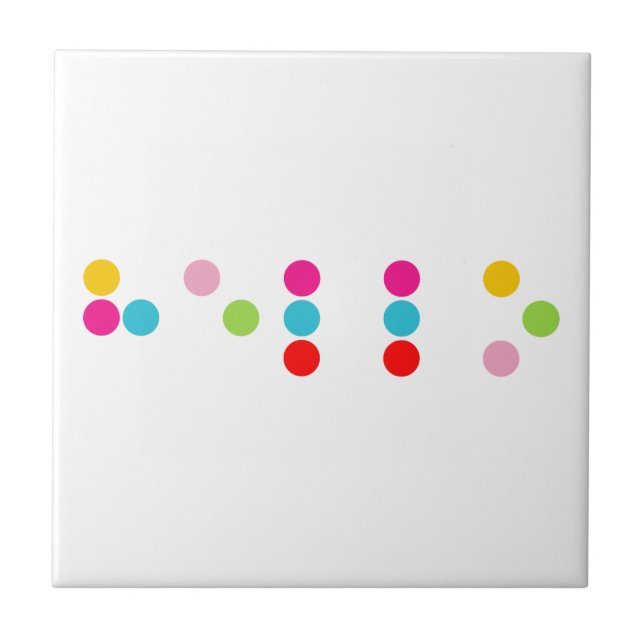 Braille blind language alphabet letters hello text ceramic tile (Front)