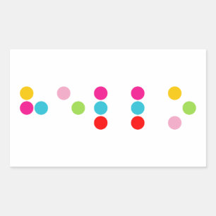 Braille blind language alphabet letters hello text rectangular sticker
