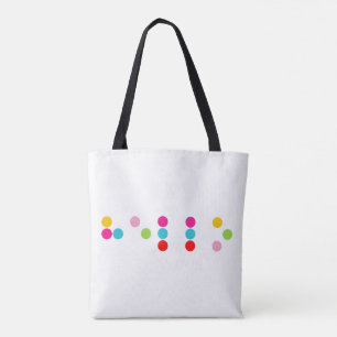 Braille blind language alphabet letters hello text tote bag