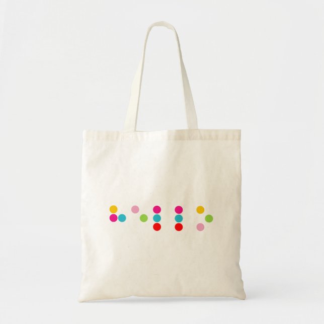 Braille blind language alphabet letters hello text tote bag (Front)