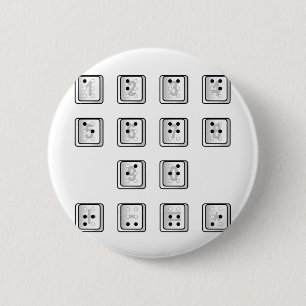 Braille Computer Key Numbers 6 Cm Round Badge