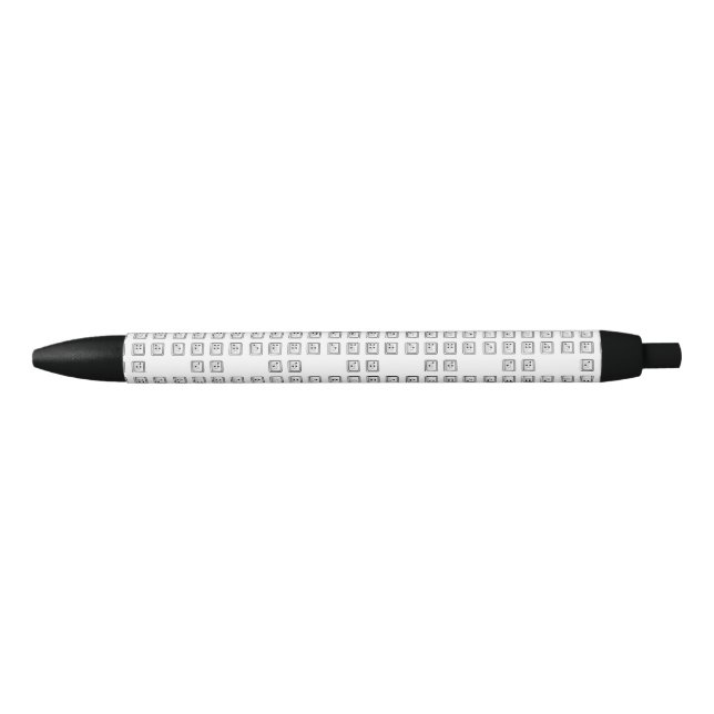 Braille Computer Key Numbers Black Ink Pen (Front)