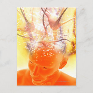 Brain activity, conceptual computer artwork. postcard