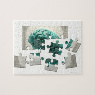 Brain analysis, conceptual computer artwork. jigsaw puzzle
