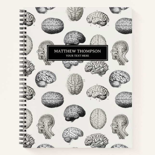 Brain Anatomy Biology Antique Illustrations Notebook (Front)