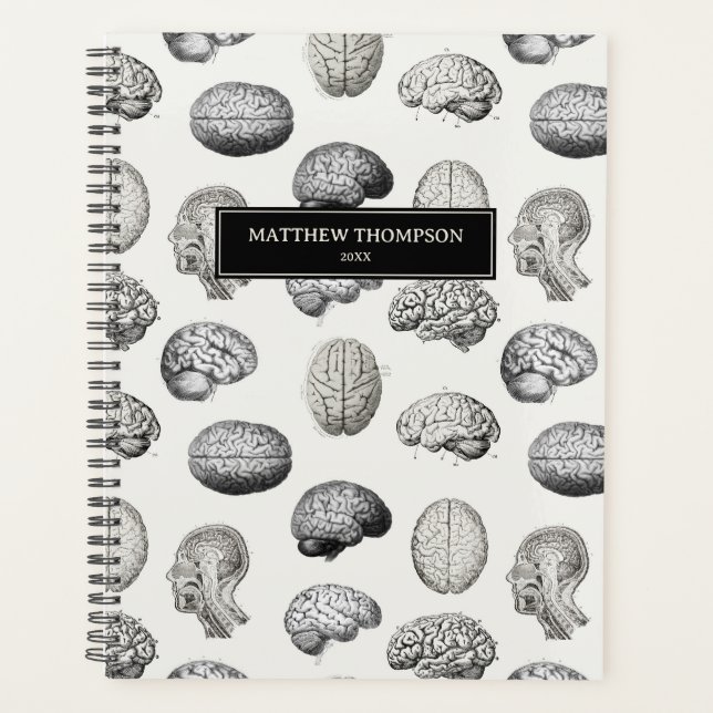 Brain Anatomy Biology Antique Illustrations Planner (Front)