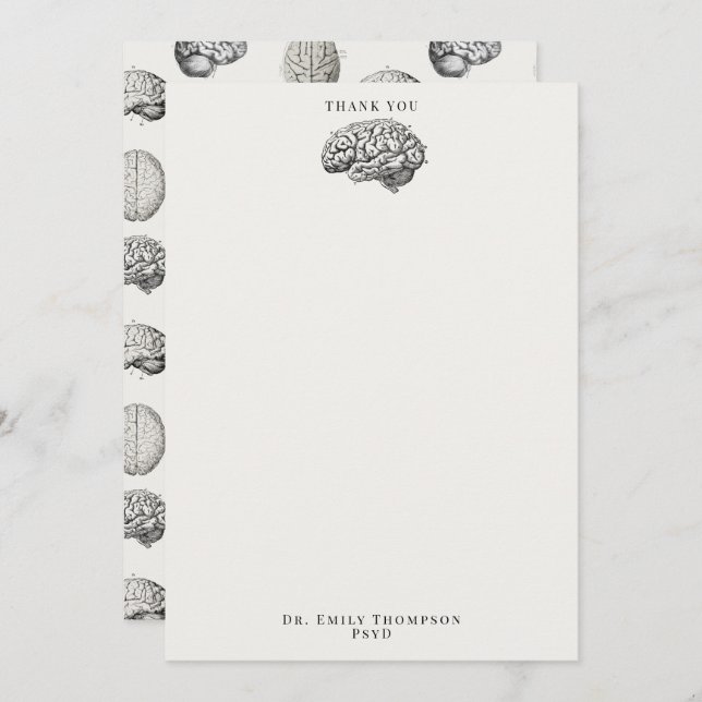 Brain Anatomy Biology Illustrations Psychologist Thank You Card (Front/Back)