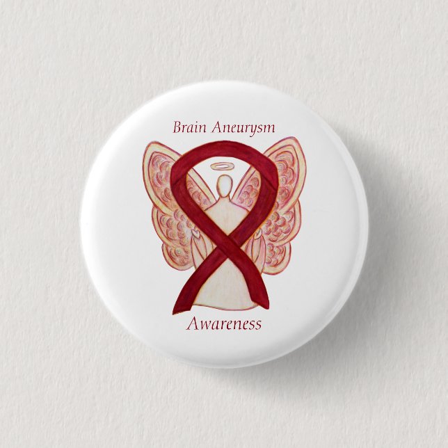 Brain Aneurysm Awareness Angel Ribbon Art Pin (Front)