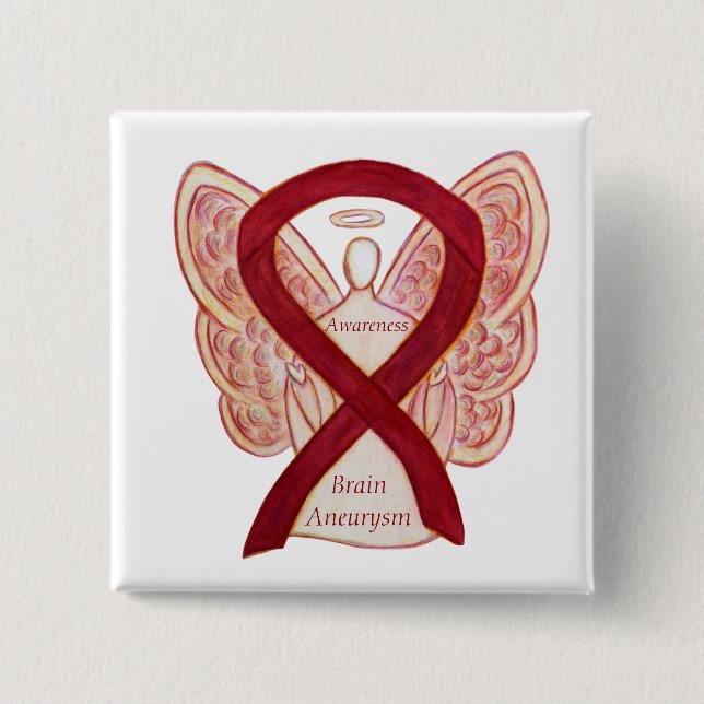 Brain Aneurysm Awareness Angel Ribbon Art Pin (Front)