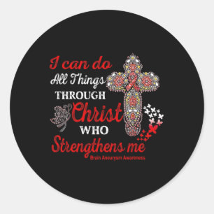 Brain Aneurysm Awareness Brain Aneurysm Warrior Ch Classic Round Sticker