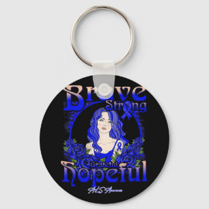 Brain Aneurysm Awareness Brave Strong Grateful Hop Key Ring
