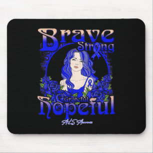 Brain Aneurysm Awareness Brave Strong Grateful Hop Mouse Pad