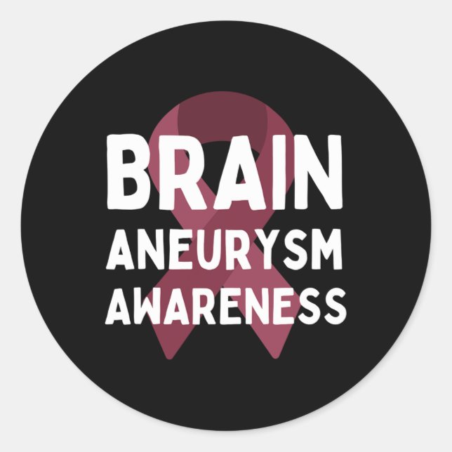 Brain Aneurysm Awareness Burgundy Ribbon Aneurysm  Classic Round Sticker (Front)