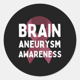 Brain Aneurysm Awareness Burgundy Ribbon Aneurysm  Classic Round Sticker