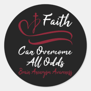 Brain Aneurysm Awareness Burgundy Ribbon Christian Classic Round Sticker