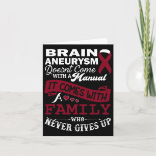 Brain Aneurysm Awareness Burgundy Ribbon Family Su Card