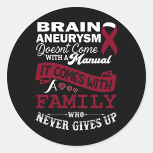 Brain Aneurysm Awareness Burgundy Ribbon Family Su Classic Round Sticker