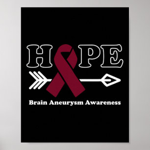 - Brain Aneurysm Awareness Burgundy Ribbon Poster