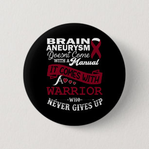 Brain Aneurysm Awareness Burgundy Ribbon Warrior S 6 Cm Round Badge