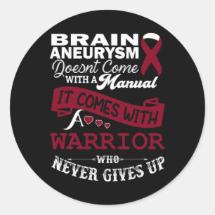 Brain Aneurysm Awareness Burgundy Ribbon Warrior S Classic Round Sticker