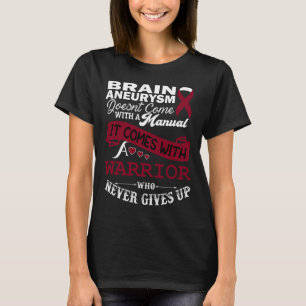 Brain Aneurysm Awareness Burgundy Ribbon Warrior S T-Shirt