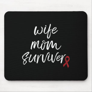 Brain Aneurysm Awareness Burgundy Ribbon Wife Mom  Mouse Pad