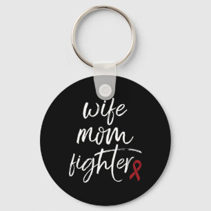 Brain Aneurysm Awareness Burgundy Ribbon Wife Mum Key Ring