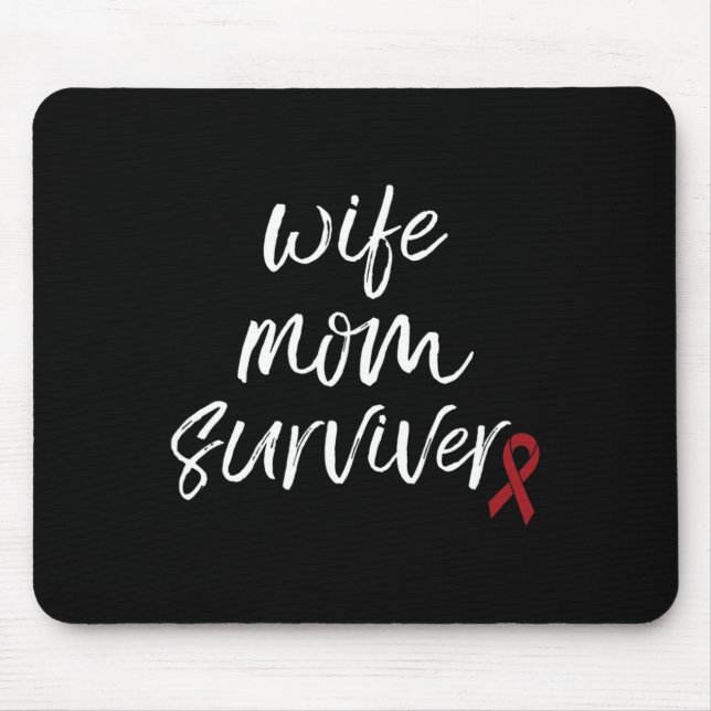 Brain Aneurysm Awareness Burgundy Ribbon Wife Mum  Mouse Pad (Front)