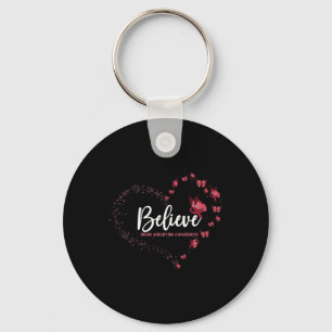Brain Aneurysm Awareness Butterfly Believe  Key Ring