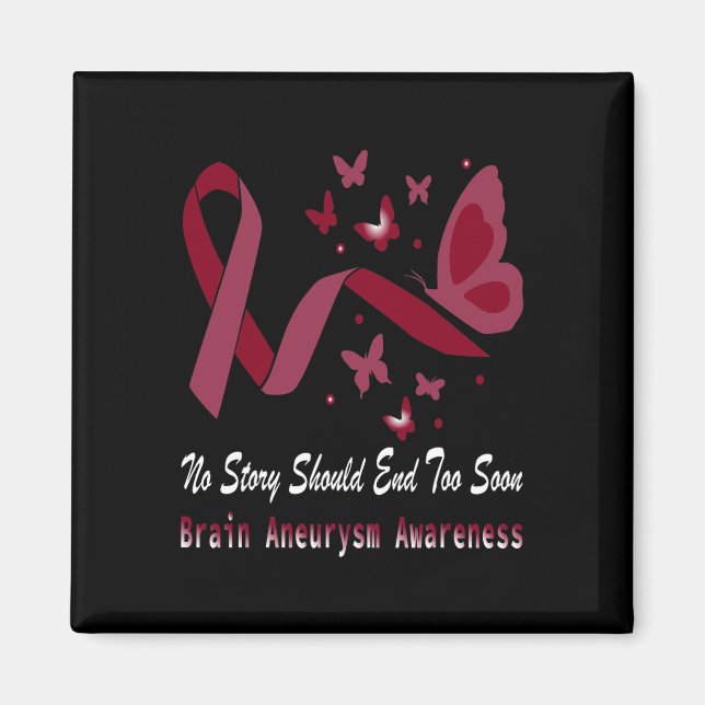 Brain Aneurysm Awareness Butterfly Burgundy Ribbon Magnet (Front)
