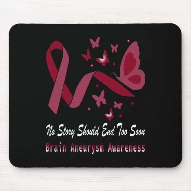 Brain Aneurysm Awareness Butterfly Burgundy Ribbon Mouse Pad (Front)