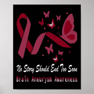 Brain Aneurysm Awareness Butterfly Burgundy Ribbon Poster