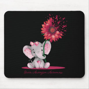 Brain Aneurysm Awareness Cute Elephant Sunflower B Mouse Pad