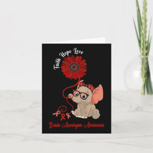 Brain Aneurysm Awareness Elephant Faith Hope Love Card