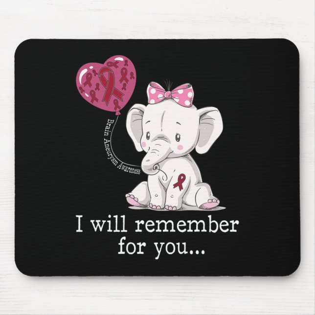 Brain Aneurysm Awareness Elephant  Mouse Pad (Front)