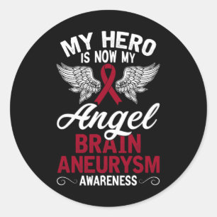 Brain Aneurysm Awareness Gift Burgundy Ribbon 1 Classic Round Sticker
