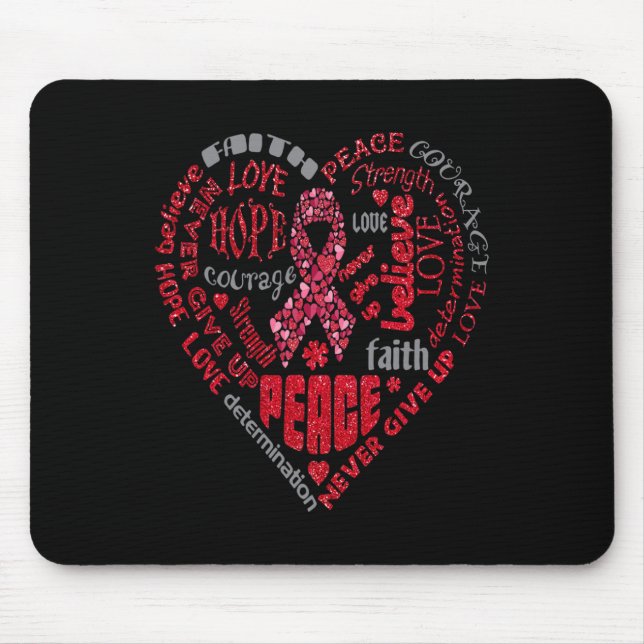 Brain Aneurysm Awareness Heart Words Ba Mouse Pad (Front)