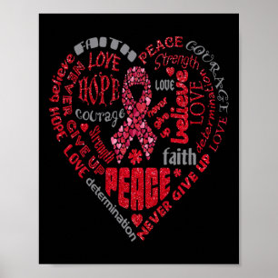 Brain Aneurysm Awareness Heart Words Ba Poster