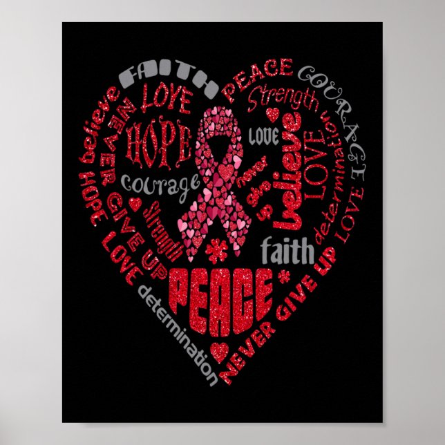 Brain Aneurysm Awareness Heart Words Ba Poster (Front)