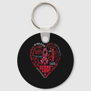 Brain Aneurysm Awareness Heart Words By Key Ring