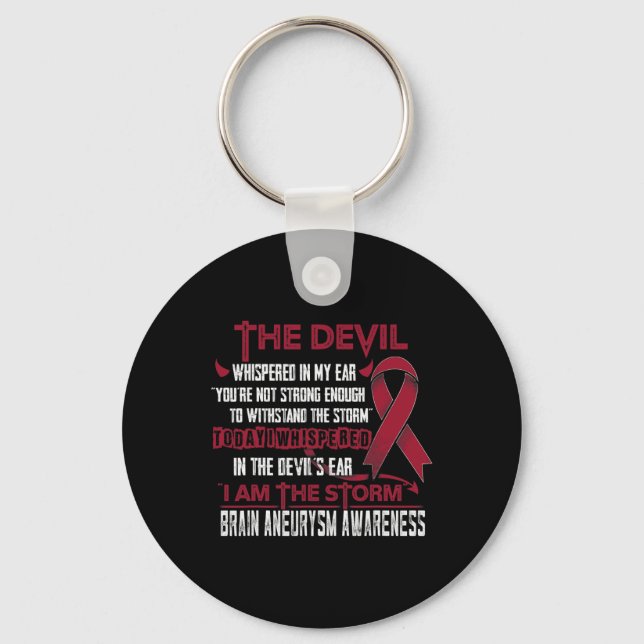 Brain Aneurysm Awareness I Am The Storm Devil  Key Ring (Front)