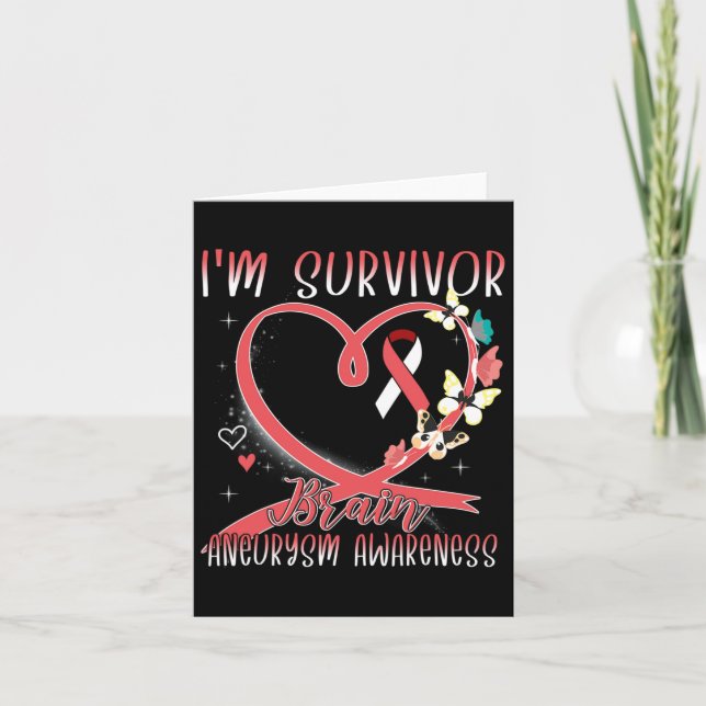 Brain Aneurysm Awareness I'm Survivor Heart Ribbon Card (Front)