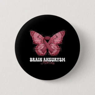 Brain Aneurysm Awareness Month Burgundy Ribbon But 6 Cm Round Badge