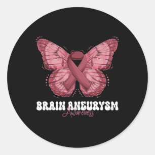 Brain Aneurysm Awareness Month Burgundy Ribbon But Classic Round Sticker