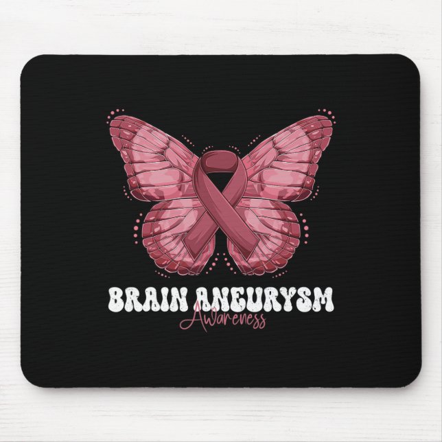 Brain Aneurysm Awareness Month Burgundy Ribbon But Mouse Pad (Front)