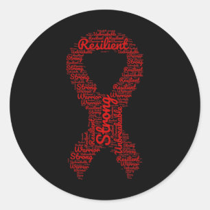 Brain Aneurysm Awareness Month Ribbon With Words Classic Round Sticker