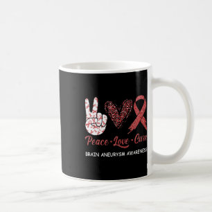 Brain Aneurysm Awareness Peace Love Cure Leopard 1 Coffee Mug