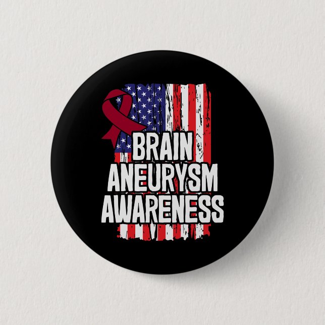 Brain Aneurysm Awareness Ribbon  6 Cm Round Badge (Front)