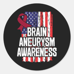 Brain Aneurysm Awareness Ribbon  Classic Round Sticker