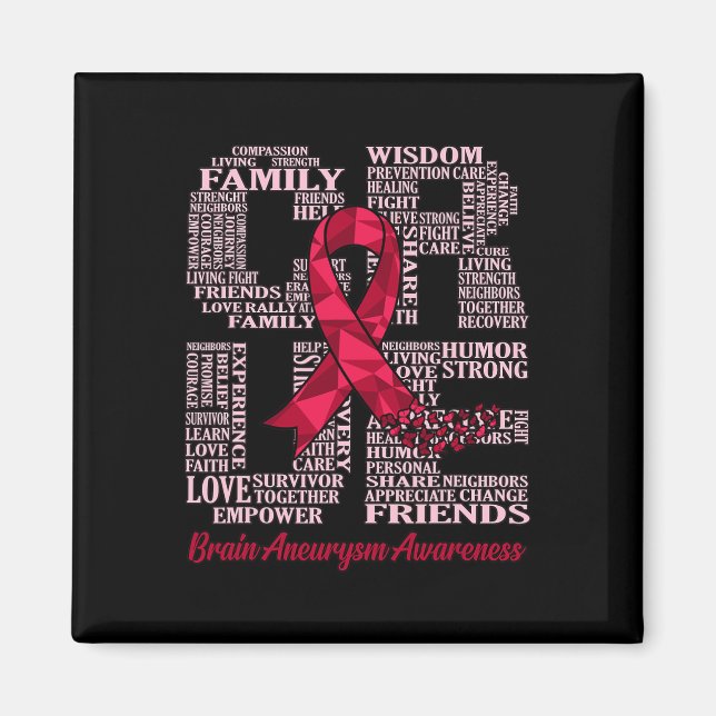 Brain Aneurysm Awareness Ribbon Month Support Grap Magnet (Front)
